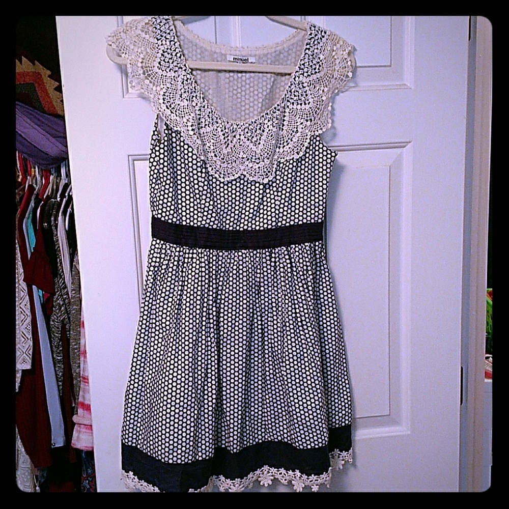 Blue and white summer fit and flare dress